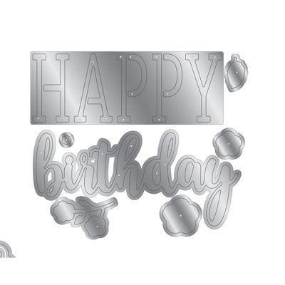 Crafters Companion - Create A Card - Stamp &amp; Dies Set - Best Birthday - CC- STD-BEBI - 8 Pcs