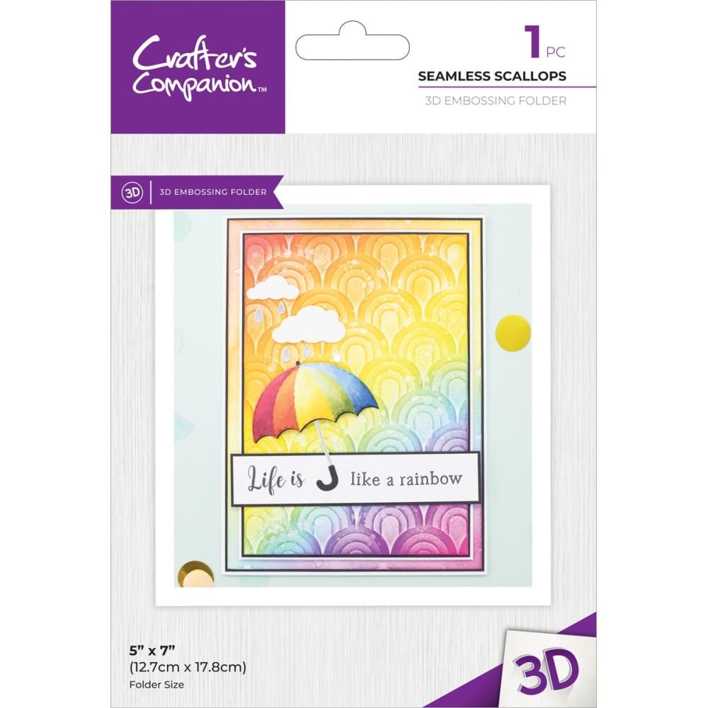 Crafters Companion - 3D Embossing Folders - Seamless Scallops 5&quot; x 7&quot; - CC-EDF5-3DCLDI