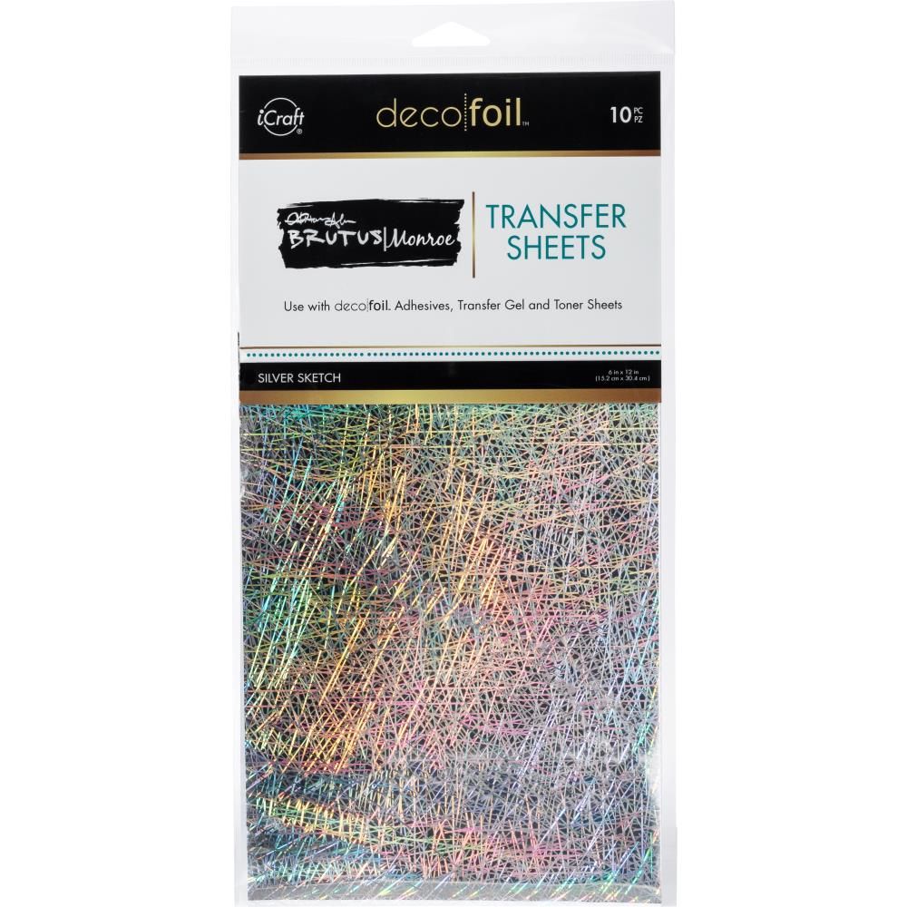 Deco Foil - Brutus Munroe - Foil Transfer Sheets - Silver Sketch -  6&quot; x 12&quot; - 19027 - 10 sheets