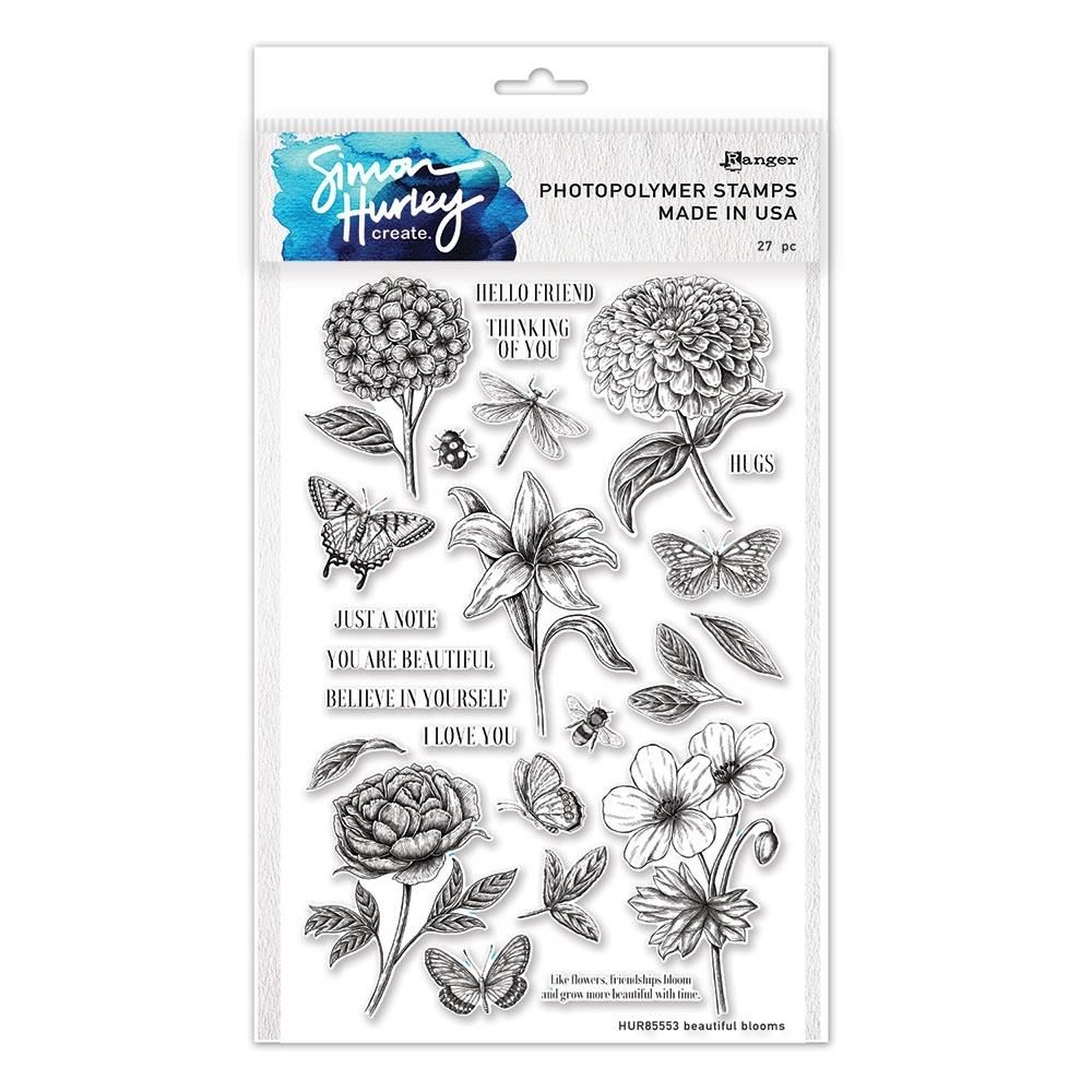 Ranger - Simon Hurley Create - Clear Polymer Stamps - Beautiful Blooms - HUR85553 - 6&quot; x 9&quot;