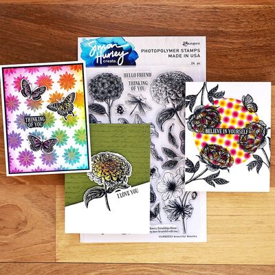 Ranger - Simon Hurley Create - Clear Polymer Stamps - Beautiful Blooms - HUR85553 - 6" x 9"
