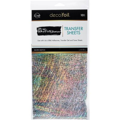 Deco Foil - Brutus Munroe - Foil Transfer Sheets - Silver Sketch -  6&quot; x 12&quot; - 19027 - 10 sheets