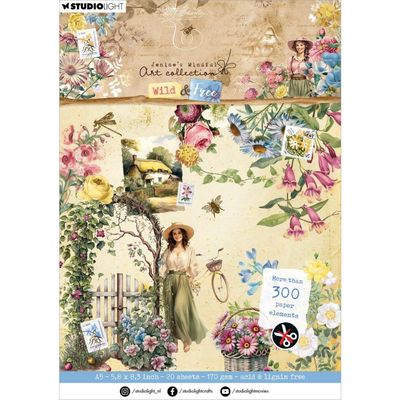 Studio Light Co - Die Cut Designer Pad - Jenine&#39;s Wild &amp; Free - NR.181 - 8.25&quot; x 5.8&quot; - 12 sheets (300 images)