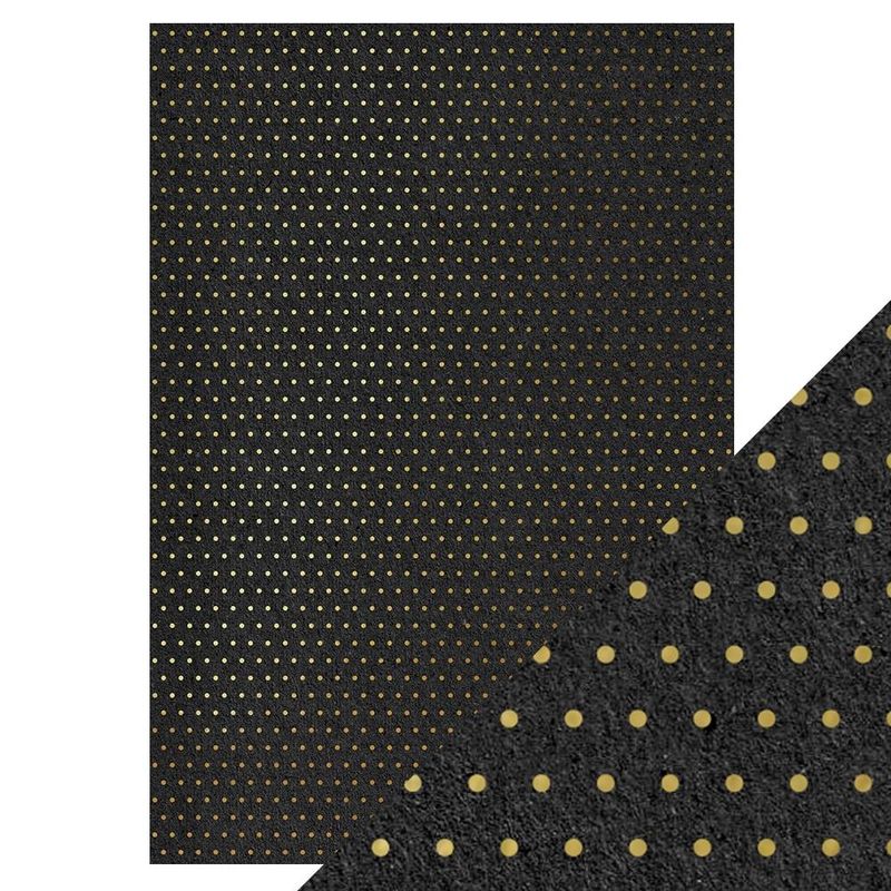 Tonic Studios - Craft Perfect - A4 Foiled Cardstock - Golden Polkadot - 5pack - 9344e