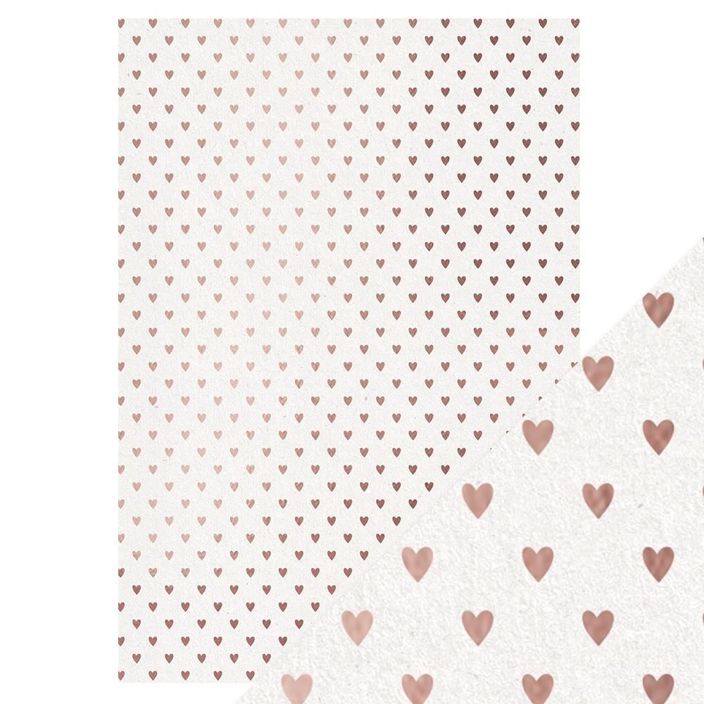 Tonic Studios - Craft Perfect - A4 Foiled Cardstock - Rose Gold Hearts - 5pack - 934e