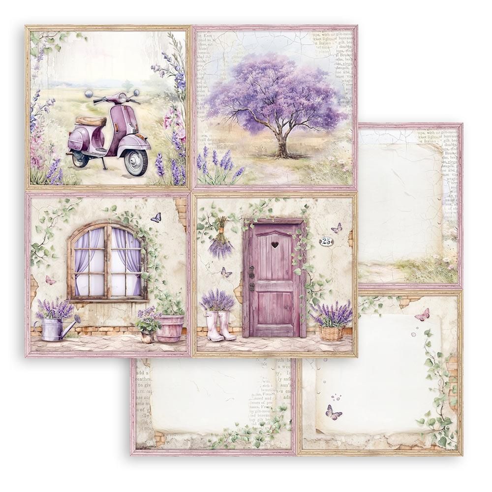 Stamperia - Romance Series - Lavender Collection - 12 x 12 Single Sheet  - 4 Card Sheet - SBB1006