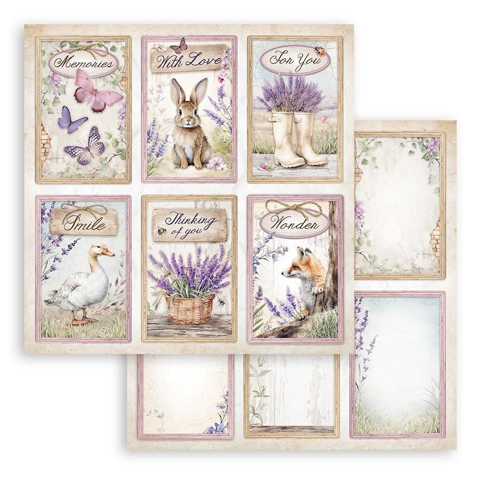 Stamperia - Romance Series - Lavender Collection - 12 x 12 Single Sheet - 6 Card Sheet - SBB1004