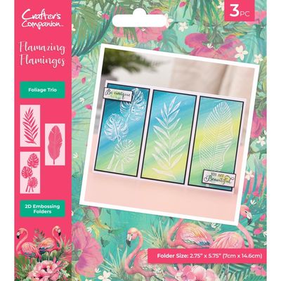 Craters Companion - Flamazing Flamingo Collection - 2D Embossing Folder - Foliage Trio - FLFL-EF-FTRI - 3 pcs