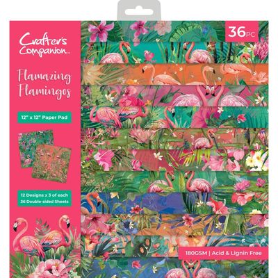 Crafters Companion - Flamazing Flamingo Collection - 12 x 12 Paper Pad - 36Sheets - FLFL-PAD