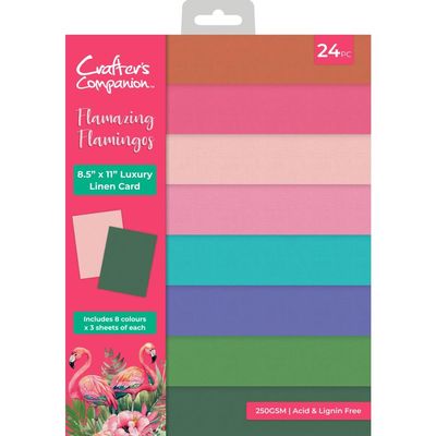 Crafters Companion - Flamazing Flamingo Collection - Linen Cardstock 8.5&quot; x 11&quot; - 250GSM - 24 Sheets