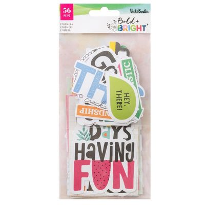 American Crafts - Vicki Boutin - Die Cuts - Bold and Bright Ephemera - Journaling - 34026037 - 56 pcs
