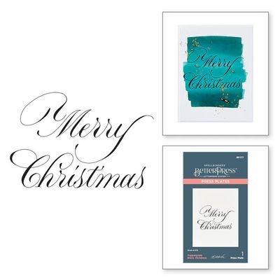 Spellbinders Paper Arts - Betterpress - Press Plate - By Paul Antonio - Copperplate Holiday Collection - Merry Christmas - BP-177