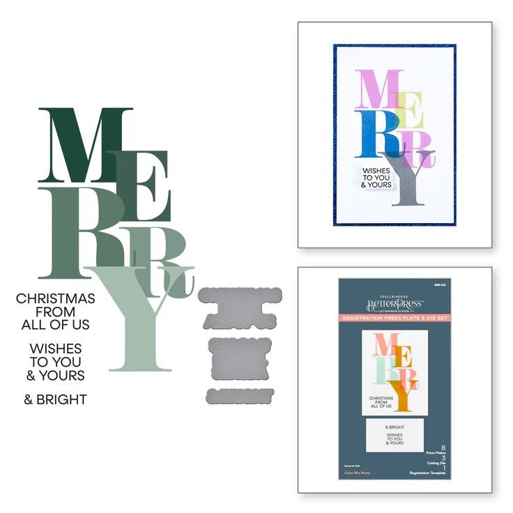 Spellbinders Paper Arts - Betterpress - Press Plate - Home For The Holidays Collection - Merry- BPR -016