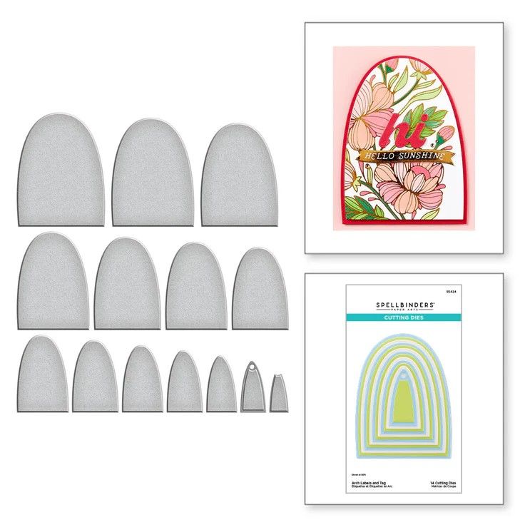 Spellbinders Paper Arts - Botanical Collection - Arch Labels &amp; Tag - Etched Dies - S5624 - 14 pcs