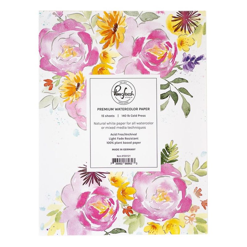 PinkFresh Studio - Watercolor Paper Pack - White - 104121  -15 Sheets