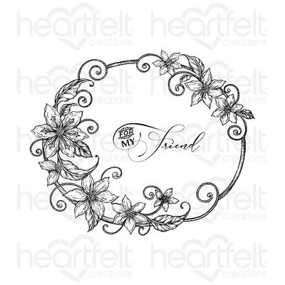 Heartfelt Creations - Oval Floral Frame - Cling Rubber Stamp -  HCPC3975 - 2pcs