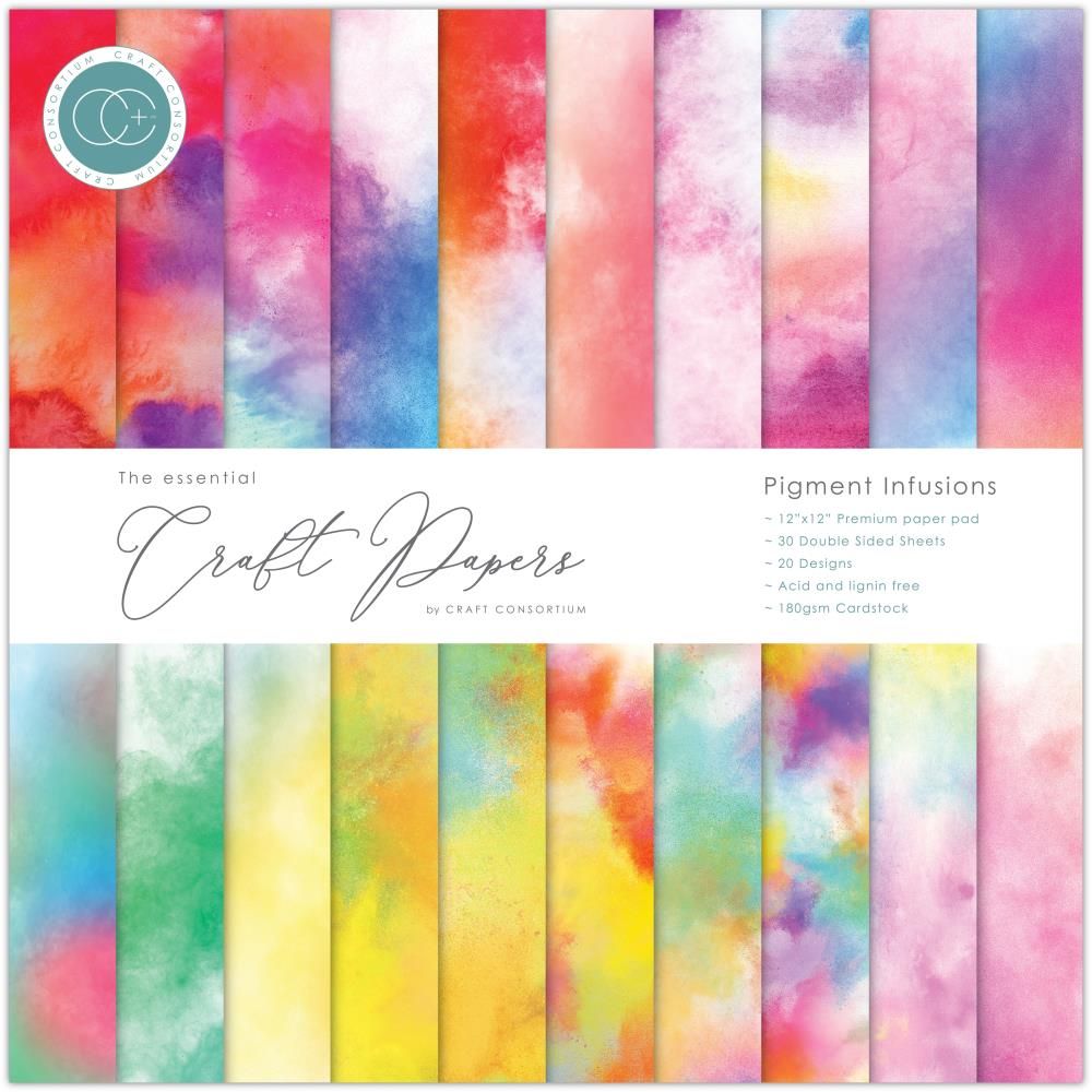 Craft Consortium - The Essential Craft Papers - Pigment Infusions - 12 x 12 Paper Pad - CCEPAD031 - 30 sheets
