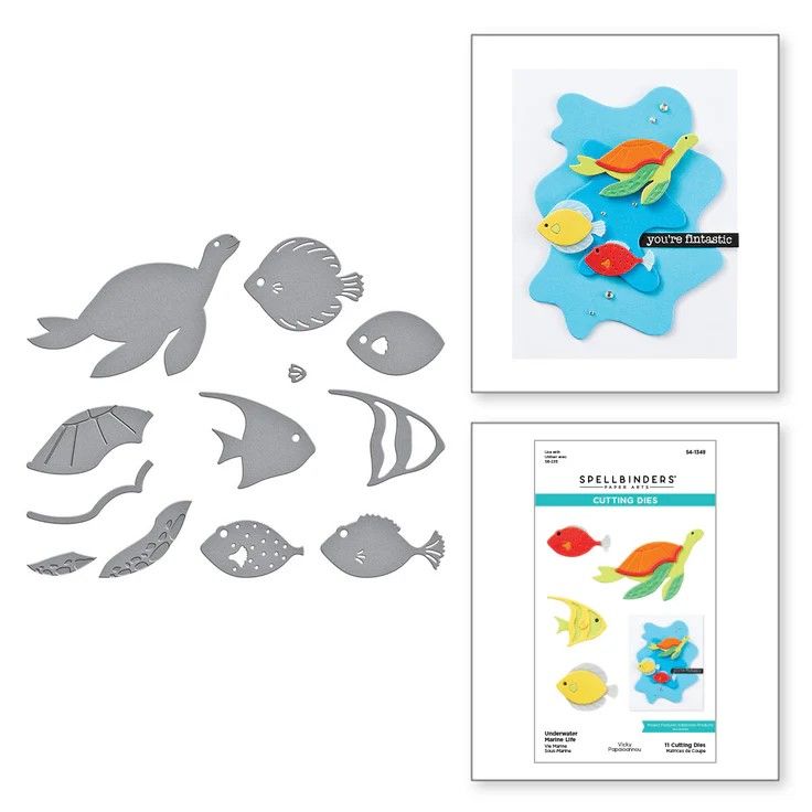 Spellbinders Paper Arts - Tunnel Scapes Collection - Underwater Marine Life - by Vicky Papaioannou - S4-1348 - 11 pcs