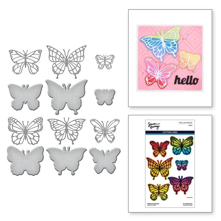 Spellbinders Paper Arts - Metamorphosis Collection - Brilliant Butterflies - by Simon Hurley - Etched Die Set - S6-205 - 12 pcs