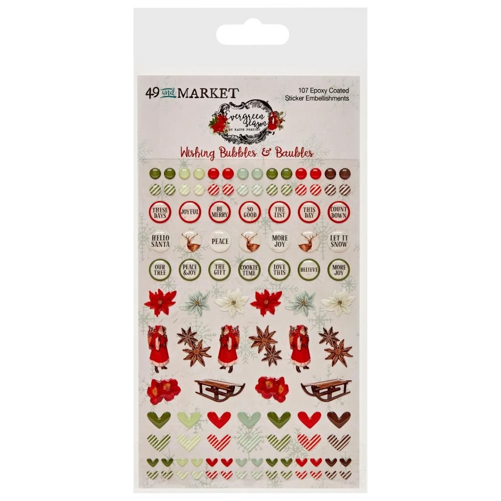 49 &amp; Market - Evergreen Season Collection - Wishing Bubbles - Epoxy Stickers - ES28584 - 107 pcs