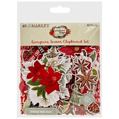 49 &amp; Market - Evergreen Season Collection - Chipboard Set - ES28546 - 60 pcs