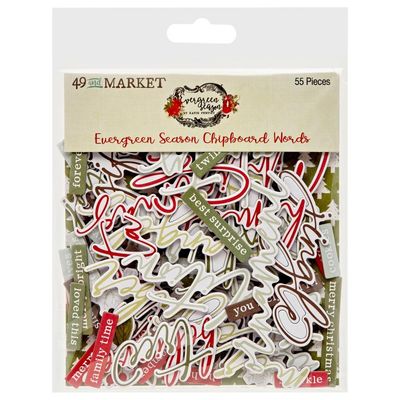 49 &amp; Market - Evergreen Season Collection - Chipboard Word Set - ES28553 - 55 pcs
