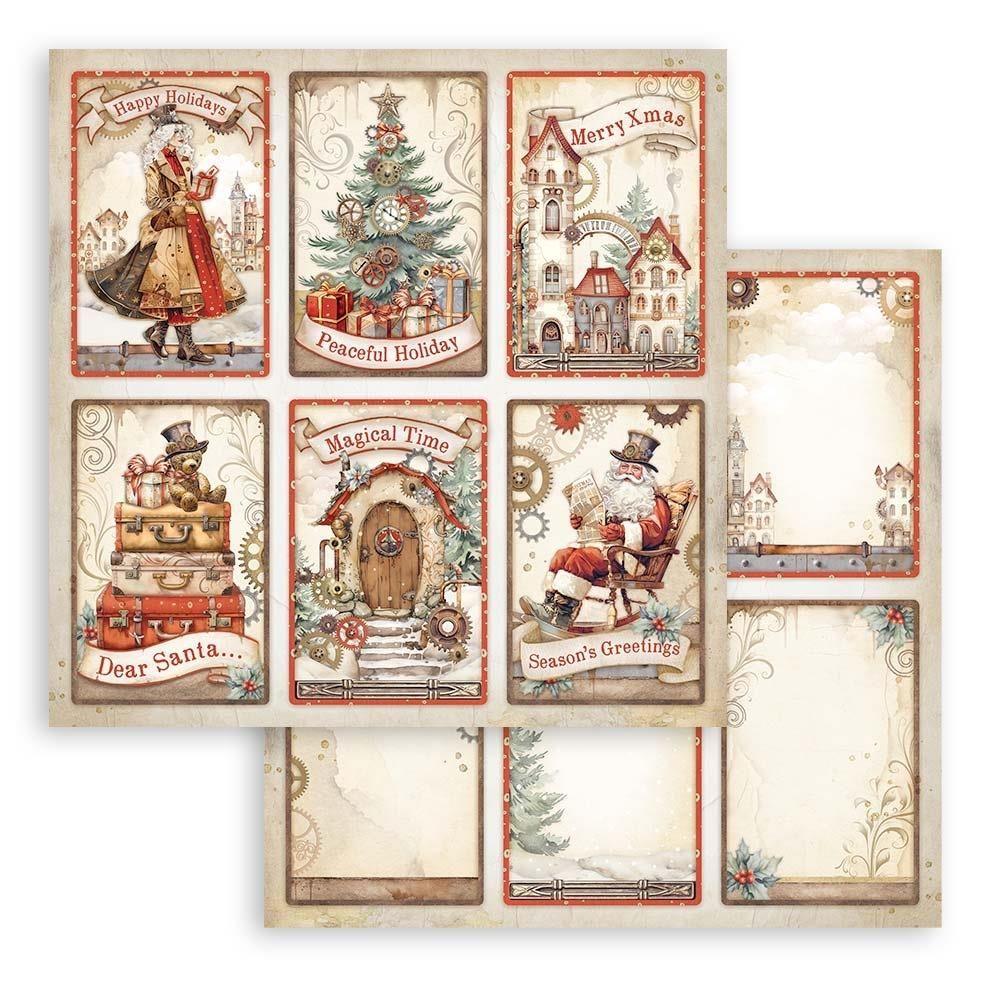 Stamperia - 12 x 12 Single Sheet - Gear Up For Christmas Collection - 6 Card - SBB1010