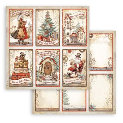 Stamperia - 12 x 12 Single Sheet - Gear Up For Christmas Collection - 6 Card - SBB1010