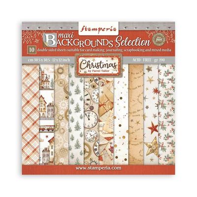 Stamperia - Romantic Collection - Gear Up For Christmas - 12 x 12 paper Pack - Backgrounds - SBBL157 - 10 Sheets