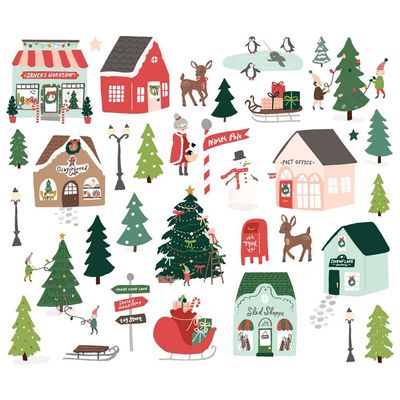 Simple Stories - Santa's Village Collection - Die Cuts - Bits &amp; Pieces - North Pole - SV23031 - 35 pcs