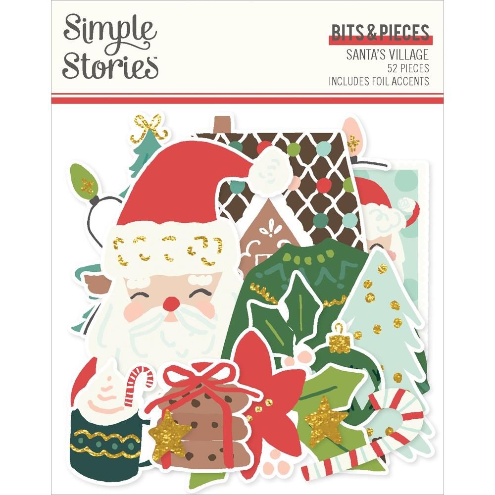 Simple Stories - Santa&#39;s Village Collection - Die Cuts - Bits &amp; Pieces - Icons - SV23018 - 52 pcs