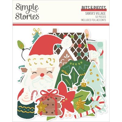 Simple Stories - Santa&#39;s Village Collection - Die Cuts - Bits &amp; Pieces - Icons - SV23018 - 52 pcs
