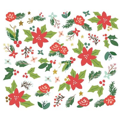 Simple Stories - Santa's Village Collection - Die Cuts - Bits &amp; Pieces - Floral - SV23020 - 46 pcs