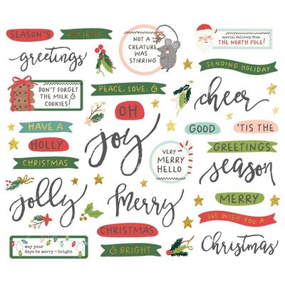 Simple Stories - Santa's Village Collection - Die Cuts - Bits &amp; Pieces - Sentiments - SV23021 - 48 pcs