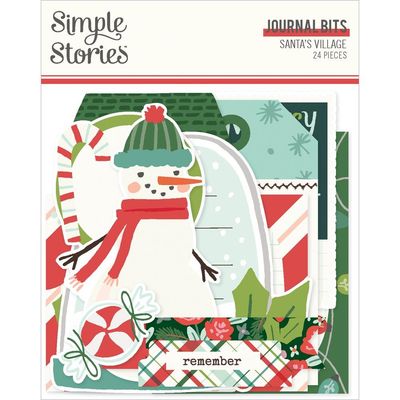 Simple Stories - Santa&#39;s Village Collection - Die Cuts - Bits &amp; Pieces - Journaling - SV23019 - 24 pcs