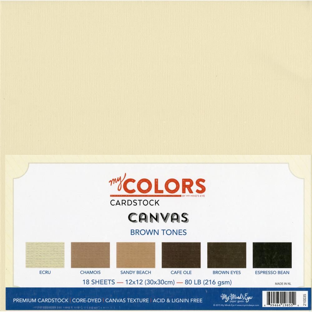 My Colors - Textured Cardstock - 12 x 12 Paper Pack - Brown Tones - 18 Pack - 80lb - (216GSM) - MY210035