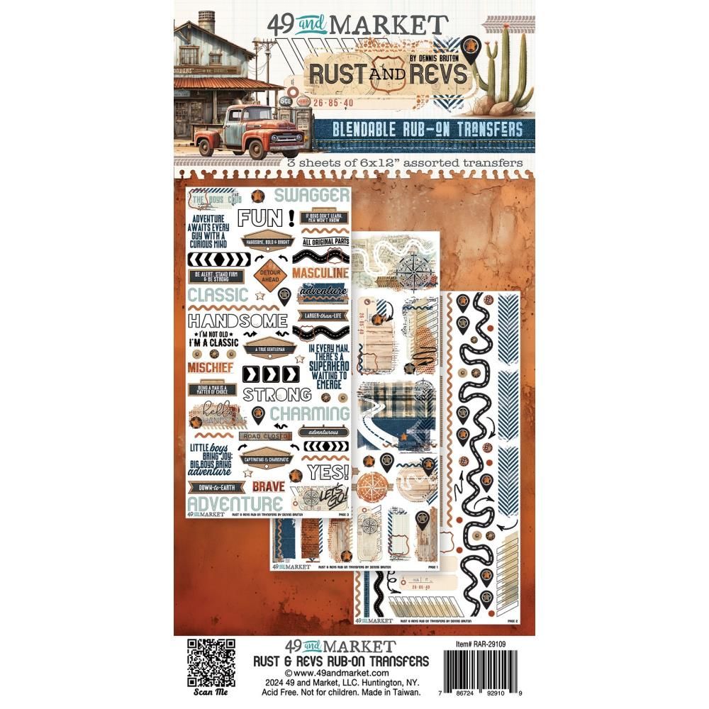 49 &amp; Market - Rust &amp; Revs Collection - Rub On Transfer - Blendables - 6&quot; x 12&quot; - RAR29109