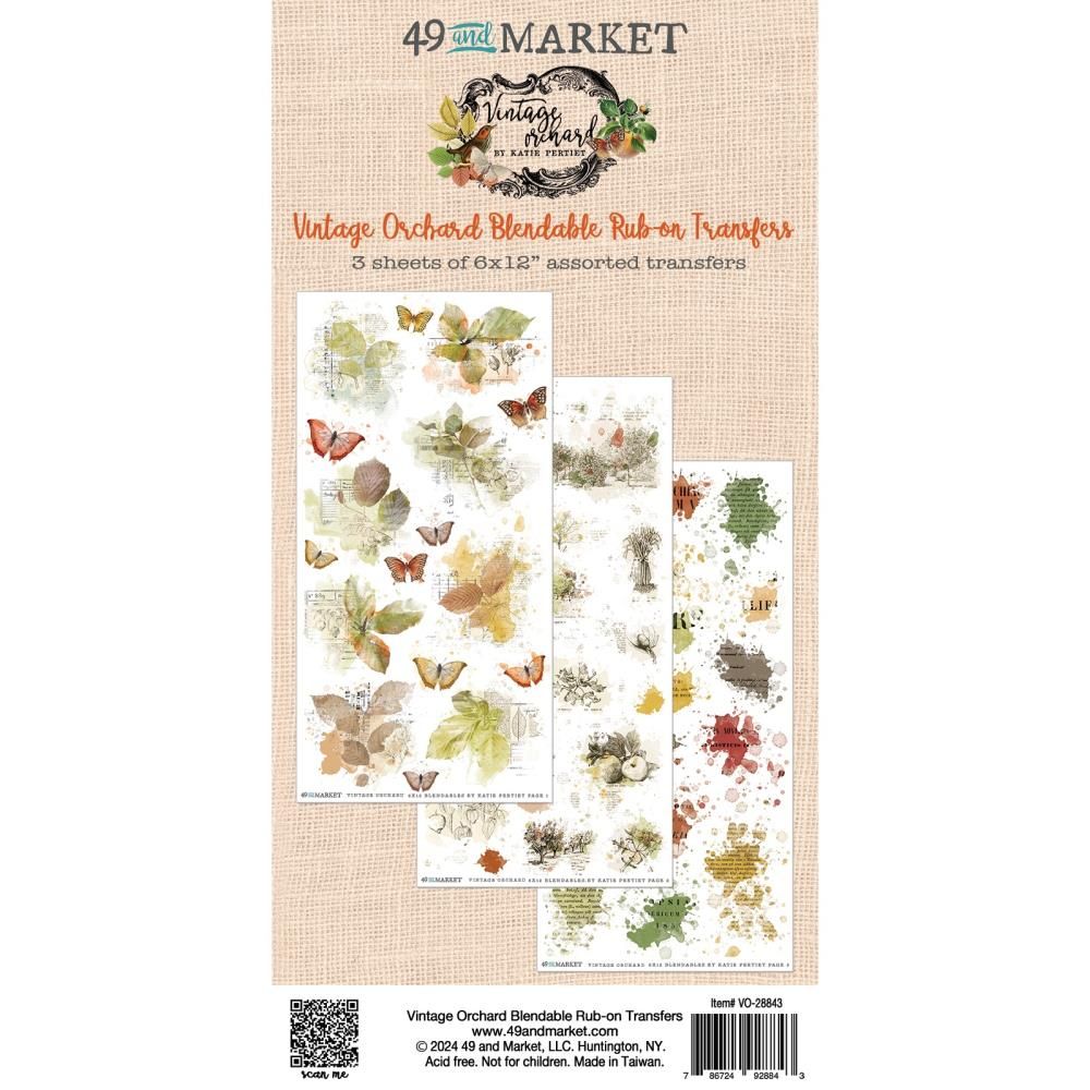 49 &amp; Market - Vintage Orchard Collection - Rub On Transfer Set - Blendable - VO28843 - 6" x 12" - 3 sheets