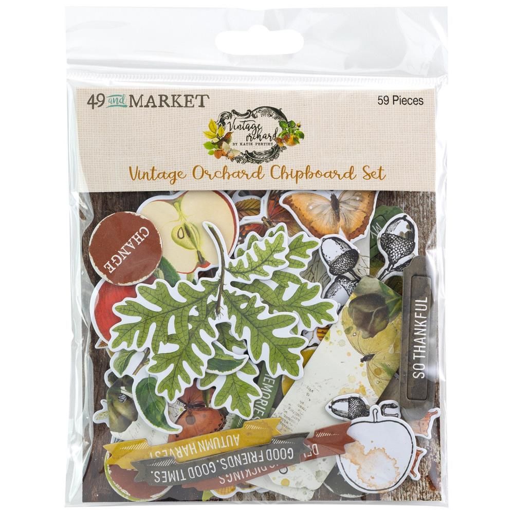 49 &amp; Market - Vintage Orchard Collection - Chipboard Set - VO28928 - 59 pcs