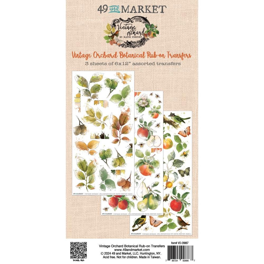 49 &amp; Market - Vintage Orchard Collection - Rub On Transfer Set - Botanical - VO28867 - 6&quot; x 12&quot; - 3 sheets