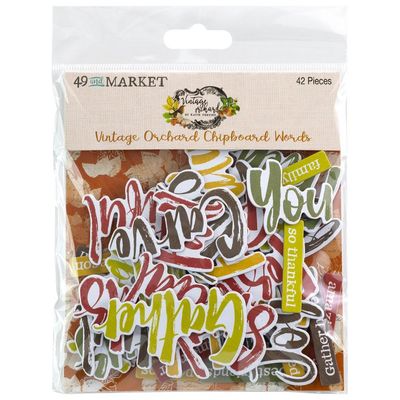 49 &amp; Market - Vintage Orchard Collection - Chipboard Word Set - VO28935 - 42 pcs
