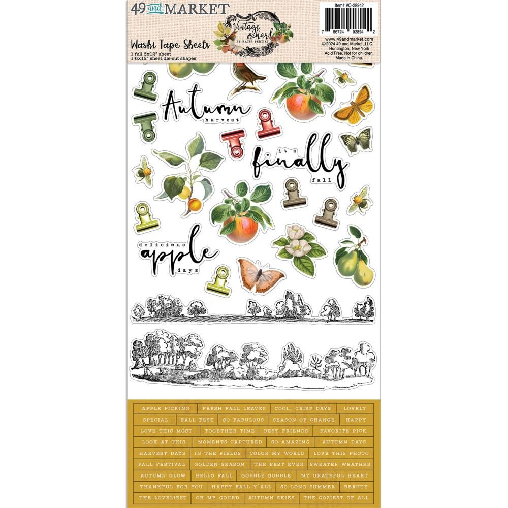49 &amp; Market - Vintage Orchard Collection - Washi Tape Sheets - VO 28942 - 2 Sheets