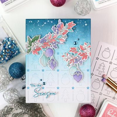 PinkFresh Studio - Magical Holiday Collection - Deck The Halls - Layered Stencil Set- 251324 - 6 pcs