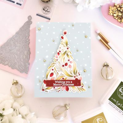 PinkFresh Studio - Magical Holiday Collection - Festive Foliage Tree - Press Plate - 251024 - 1 pcs