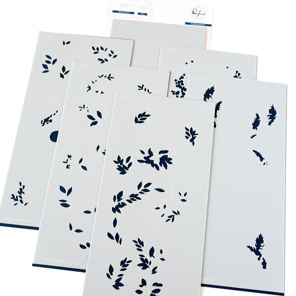 PinkFresh Studio - Magical Holiday Collection - Deck The Halls - Layered Stencil Set- 251324 - 6 pcs
