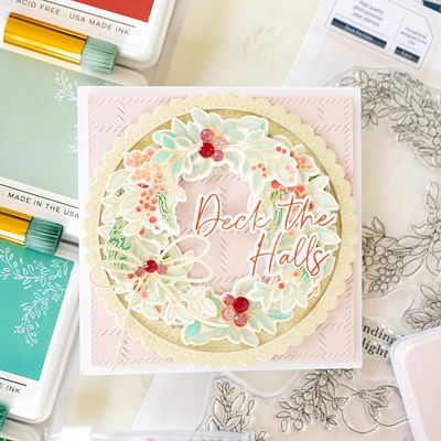 PinkFresh Studio - Magical Holiday Collection - Deck The Halls - Clear Polymer Stamp Set - 6" x 8" - 251124 - 2pcs