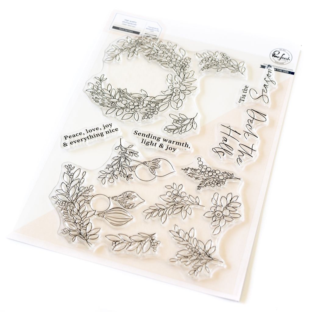 PinkFresh Studio - Magical Holiday Collection - Deck The Halls - Clear Polymer Stamp Set - 6&quot; x 8&quot; - 251124 - 2pcs