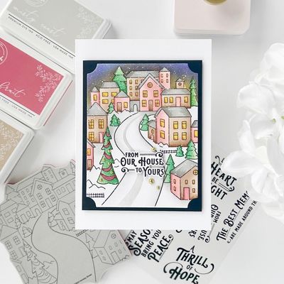 PinkFresh Studio - Magical Holiday Collection - Holiday Street - Rubber Cling Stamp - 252024 - 1pce