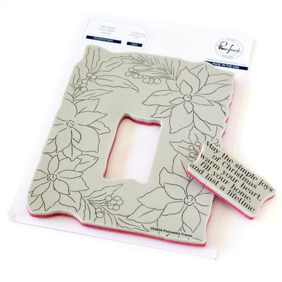 PinkFresh Studio - Magical Holiday Collection - Poinsettia Frame - Cling Rubber Stamp - 4" x 6" - 253624 - 2pcs