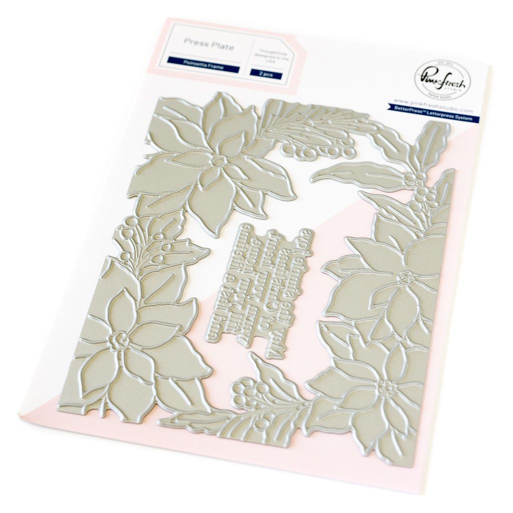 PinkFresh Studio - Magical Holiday Collection - Poinsettia Frame - Press Plate - 253824 - 2pcs
